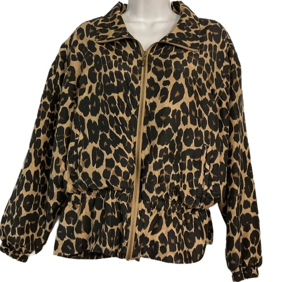 Vintage Petite Sophisticate Jacket Womens Leopard 100% Silk Zip up bomber jacket - Picture 2 of 10